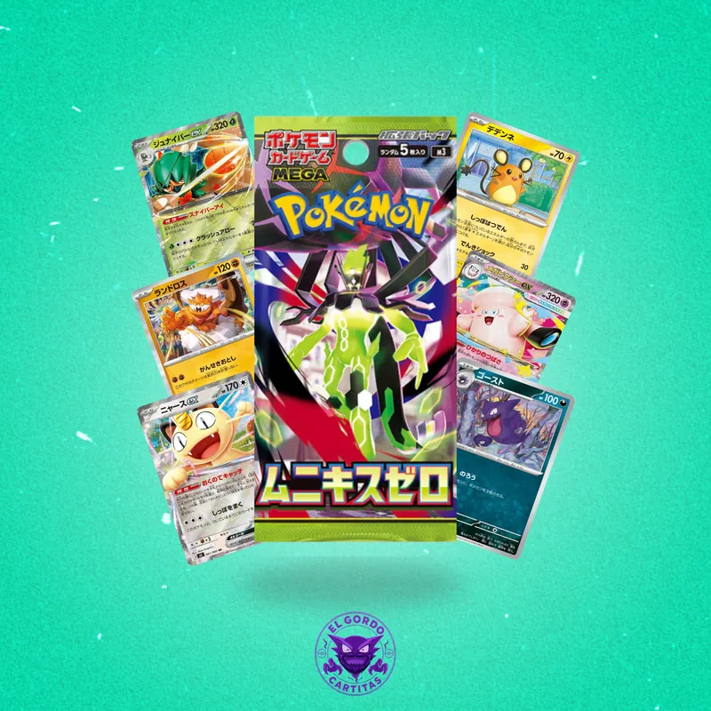 Sobre japonés Nihil Zero rodeado de cartas del set